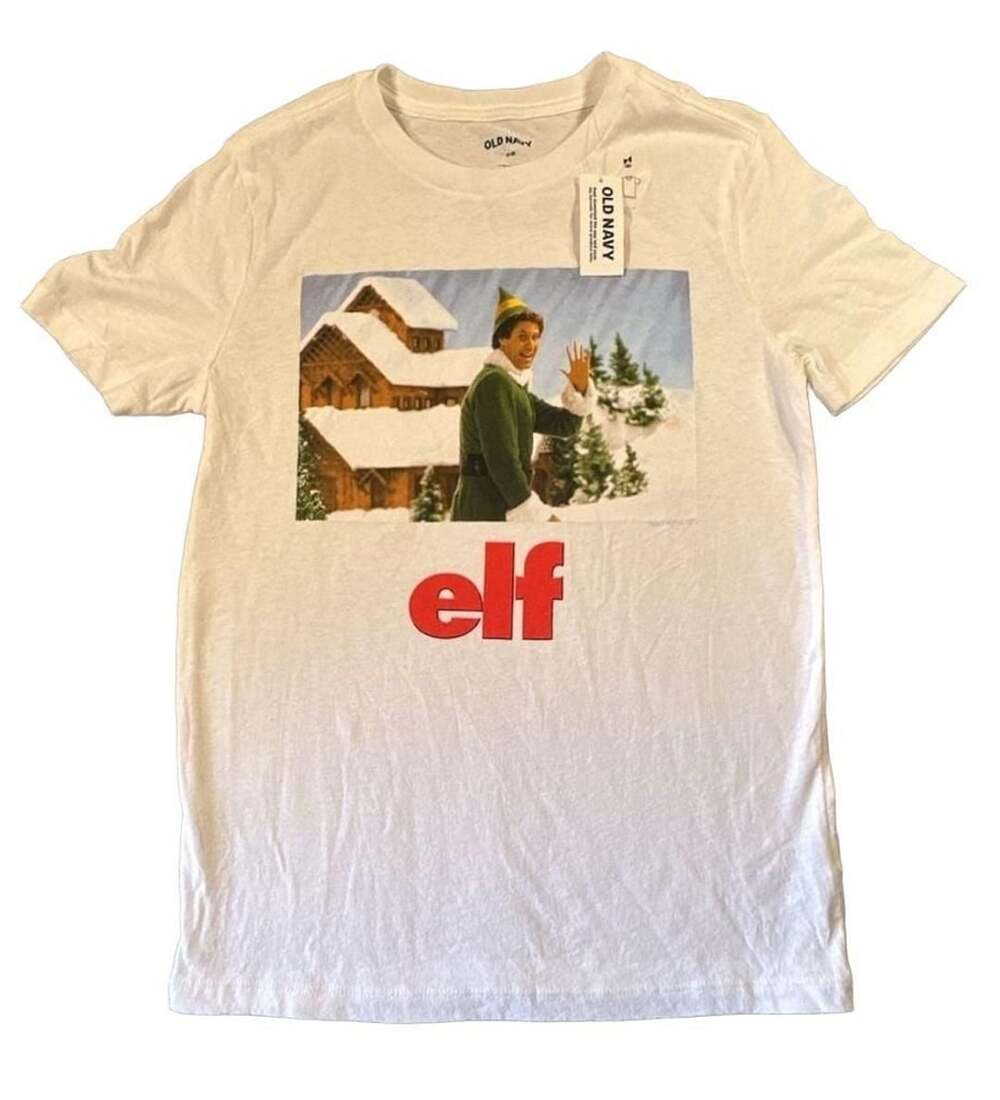 Old Navy Elf Will Ferrell Christmas Movie Graphic T-Shirt White Size M (8)